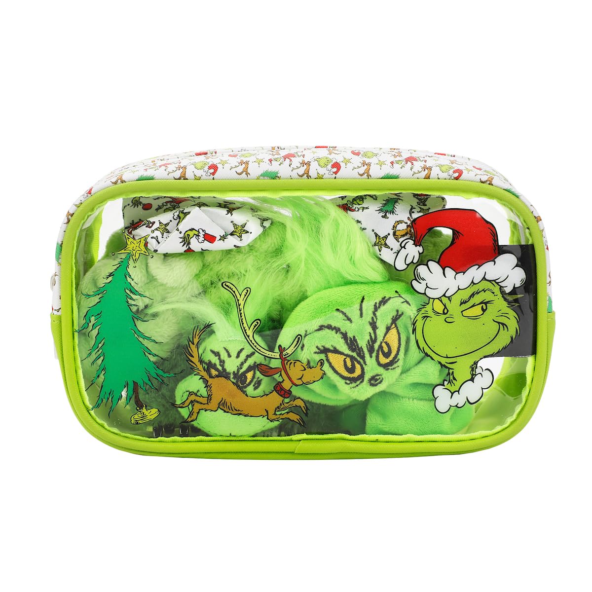 Bioworld Grinch scrunchie featuring Grinch face design for playful ponytails