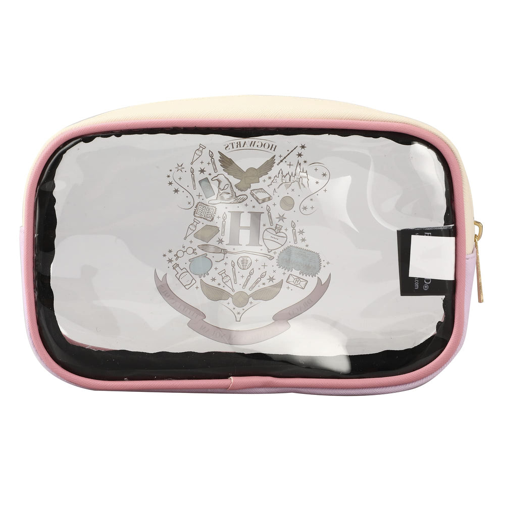 Bioworld Harry Potter Hogwarts Crest travel set packaging highlighting three-piece system.