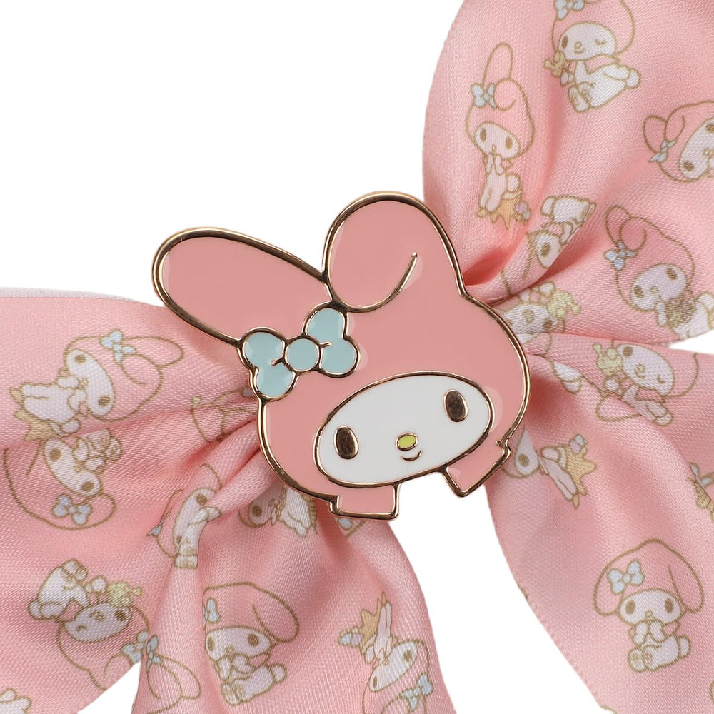 Bioworld Kuromi bow close-up highlights all-over print and charm
