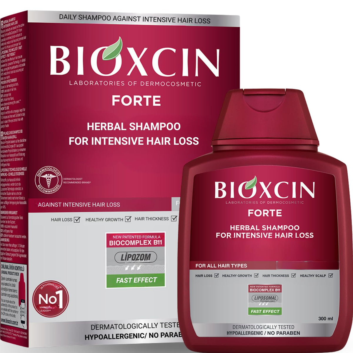 BIOXCIN hair loss shampoo daily care bottle red for daily scalp refresh and vitality