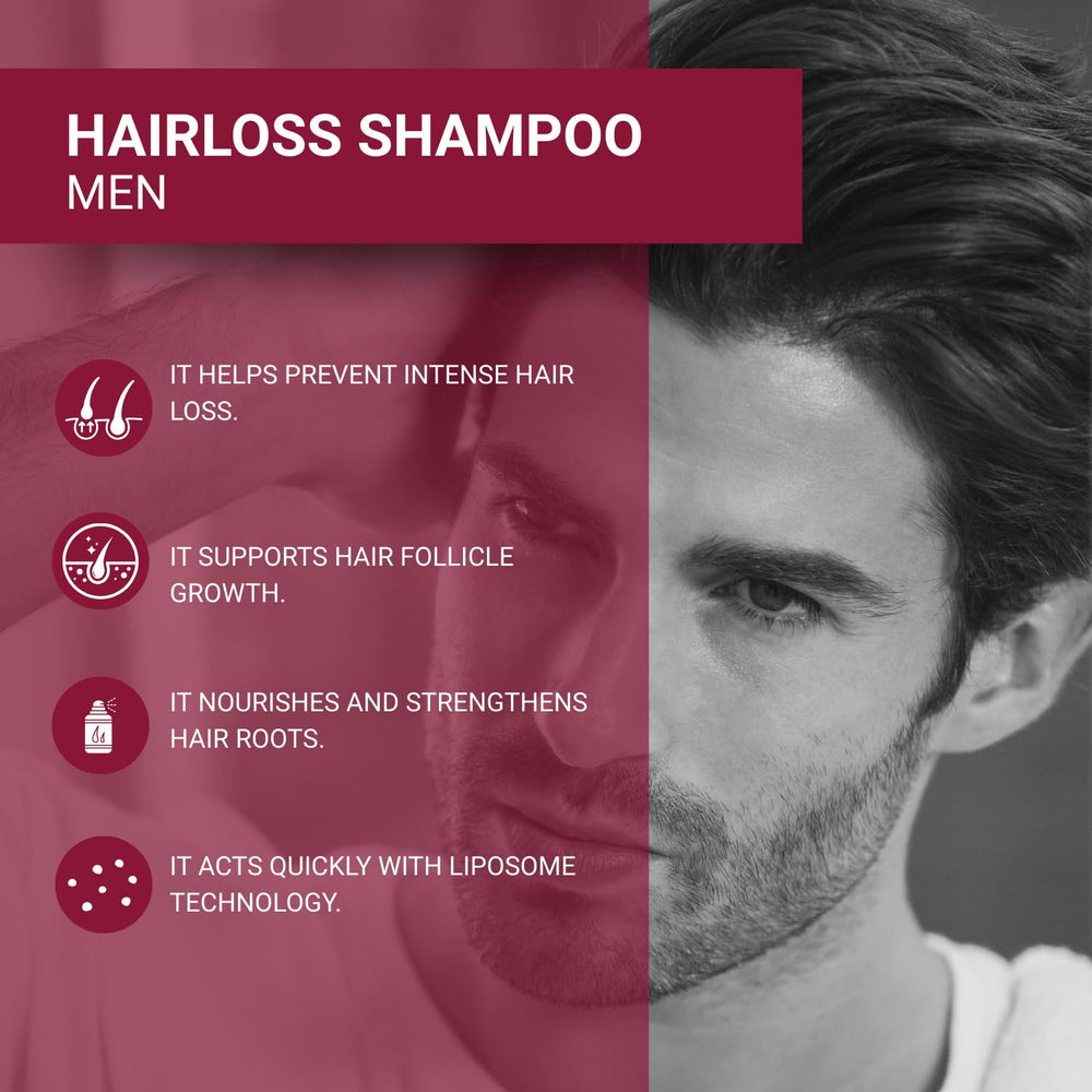 BIOXCIN hair loss shampoo pump close-up shows easy application for daily use