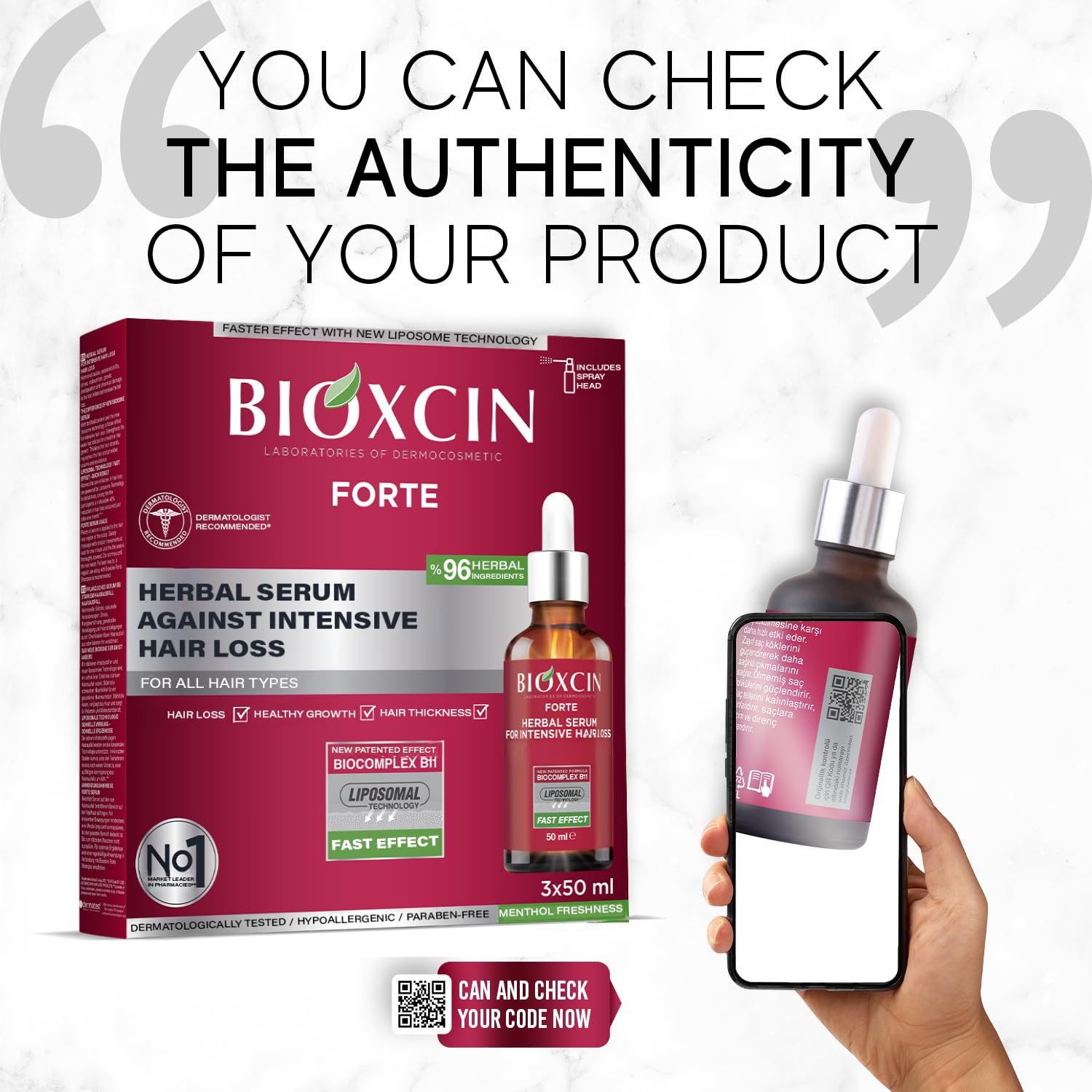 BIOXCIN procyanidin growth serum visual hints at revitalized, fuller-looking hair.