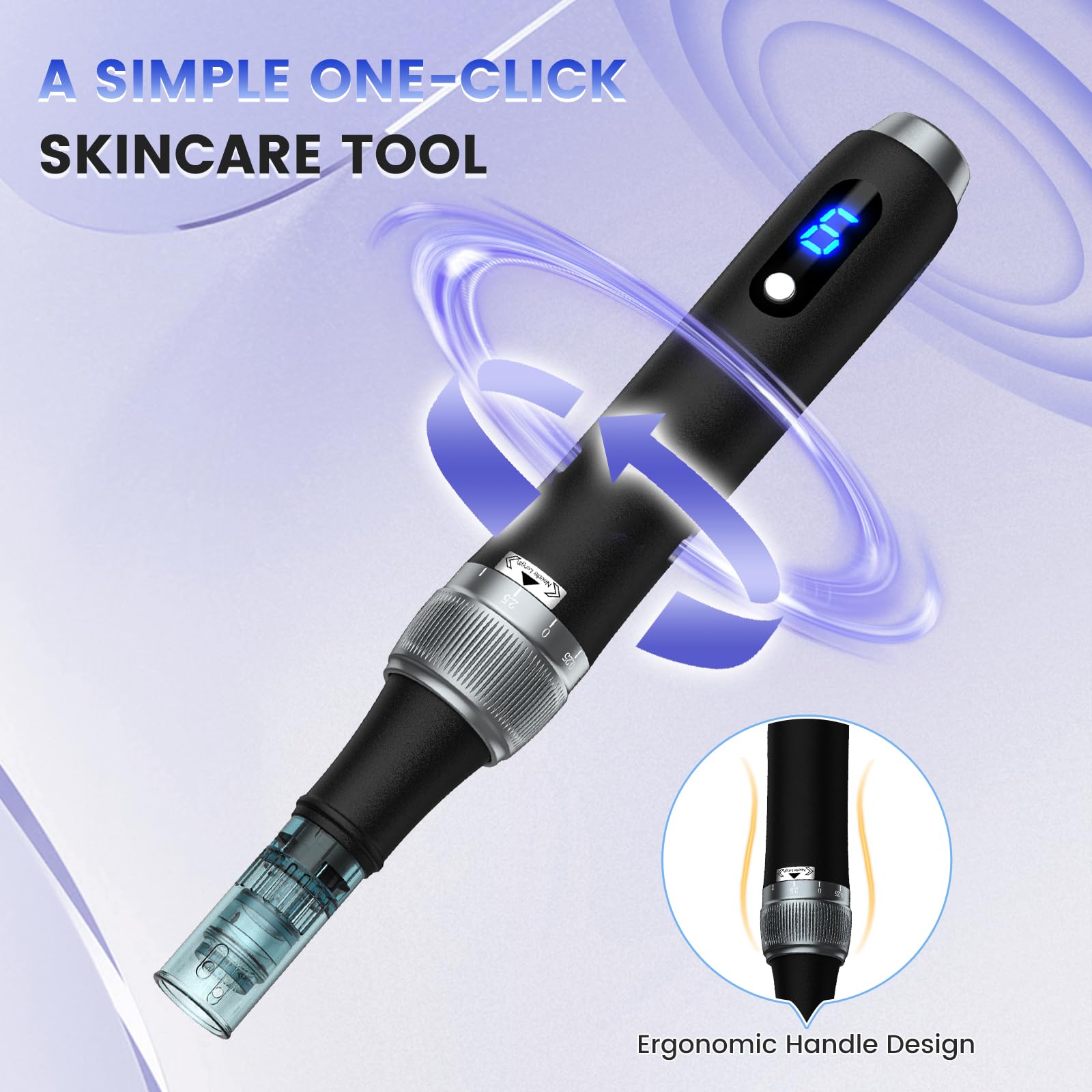 Bird Here Derma Roller on the face demonstrates versatile at-home beauty tool.