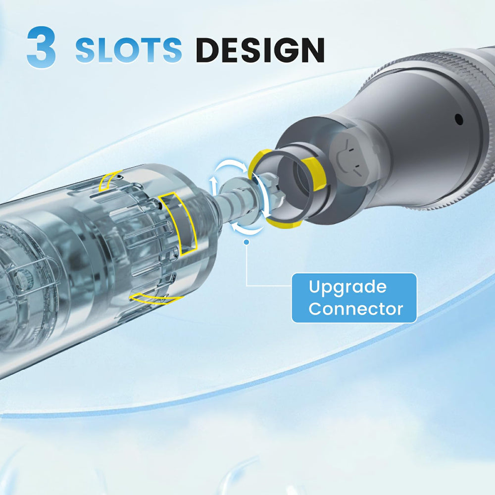 Bird Here Derma Roller Pen in hand for portable at-home use and travel-friendly design.