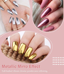 BISHENGYF holographic mirror glitter shows shifting chrome for eye catching nails.