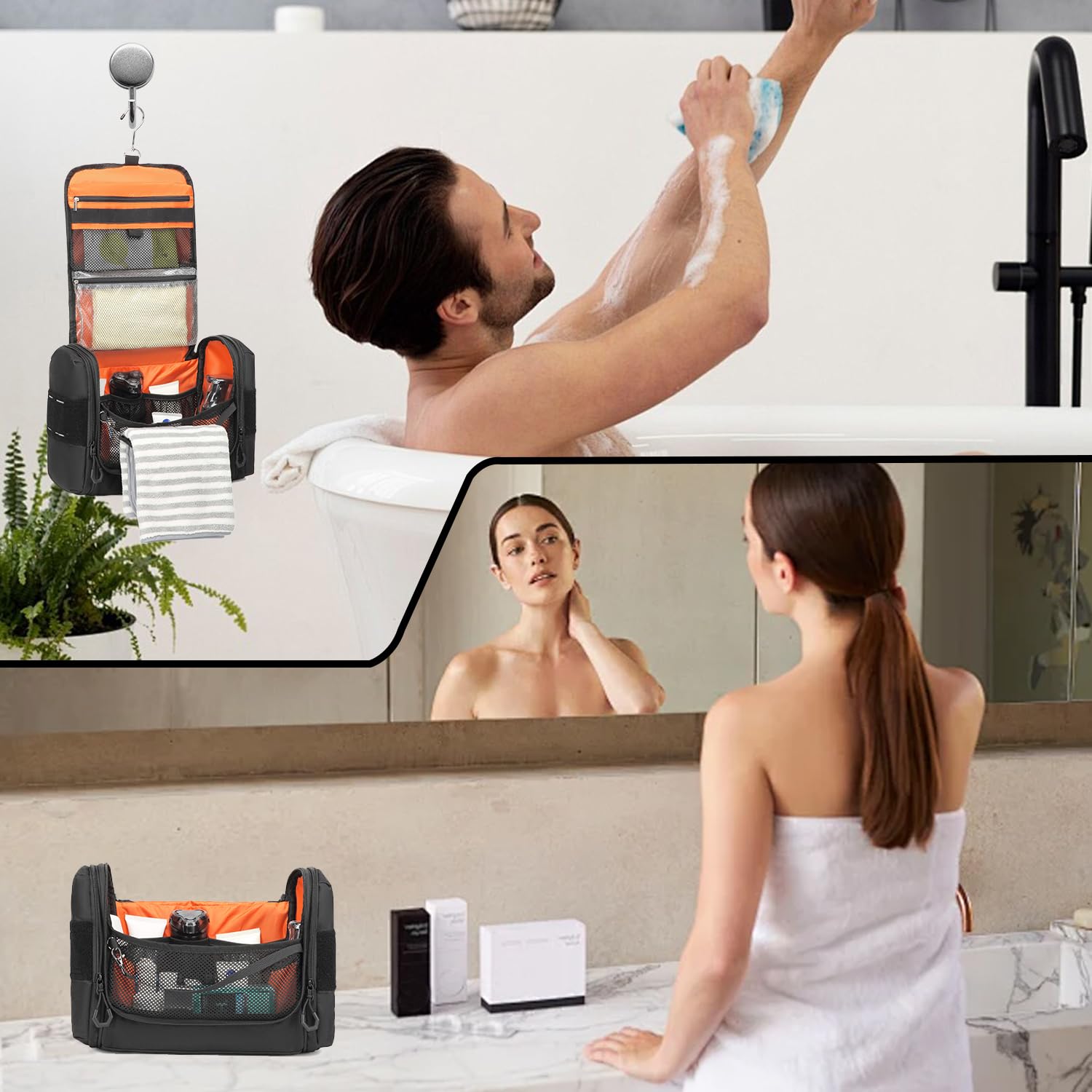 BISKLNDN toiletry bag compact yet roomy for family travel.