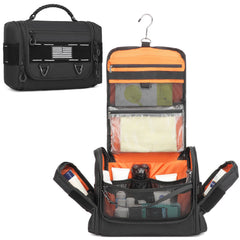 BISKLNDN toiletry bag with 360° hanging hook for easy travel access.