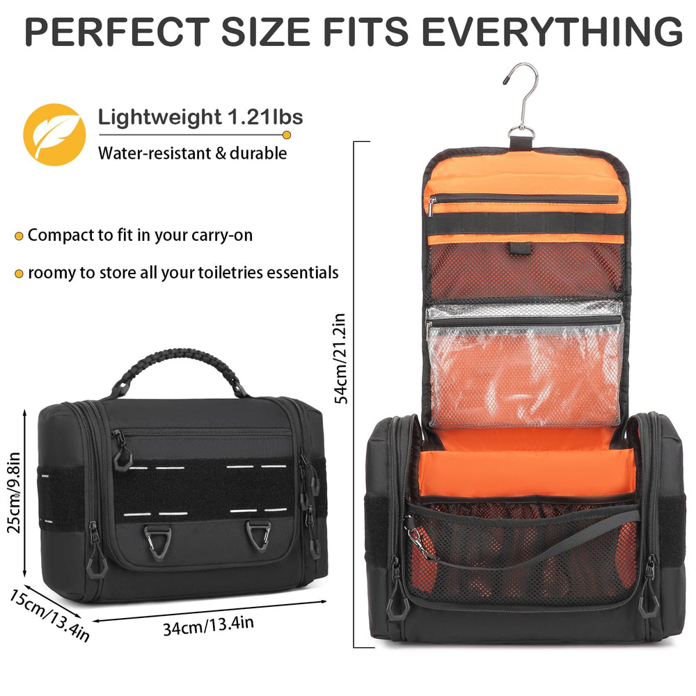 BISKLNDN toiletry bag interior compartments keep wet and dry items organized.