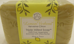 Bisous De Provence verveine-citron ingredients closeup showcases triple milled formula for silky lather.