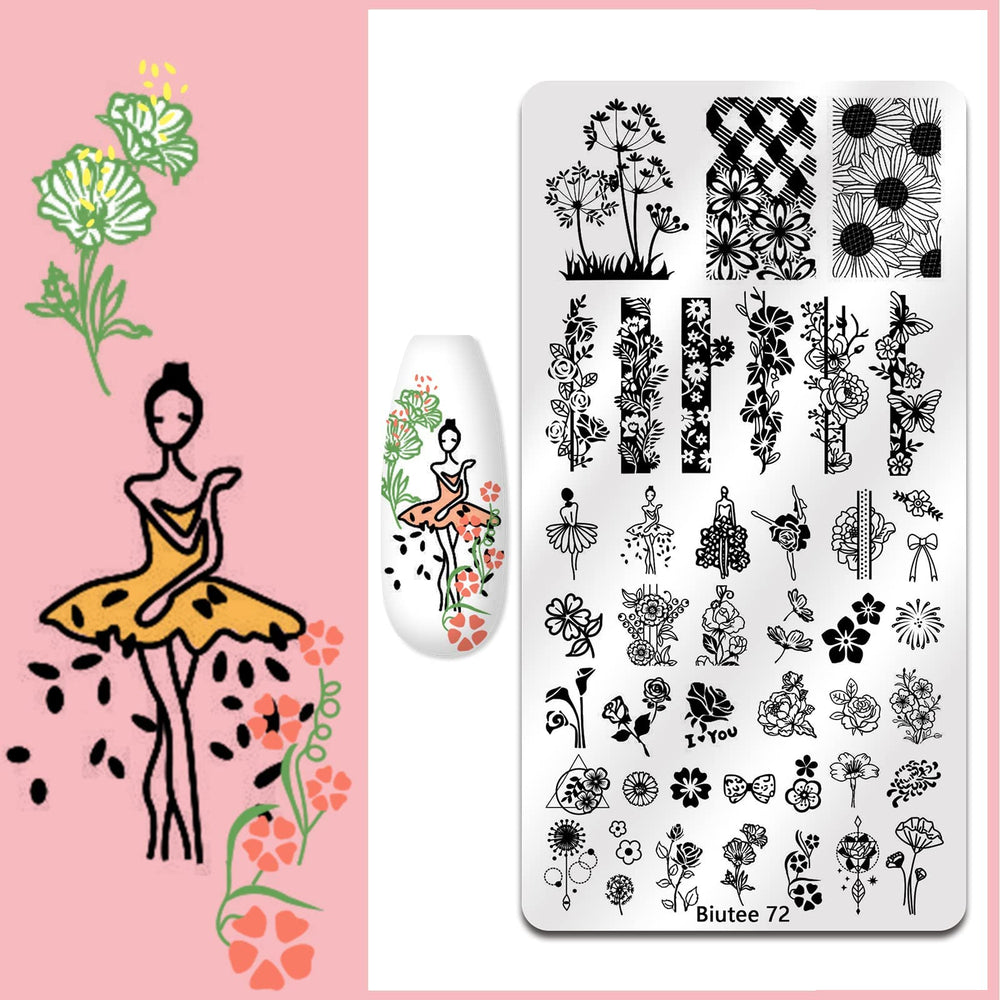 Biutee Nail Stamping Plates Flowers Pattern provides floral motifs for chic nails.