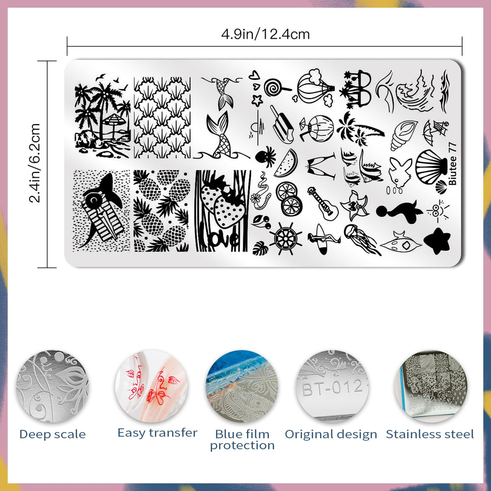 Biutee Nail Stamping Plates Lace Pattern enables delicate, sophisticated nail art.