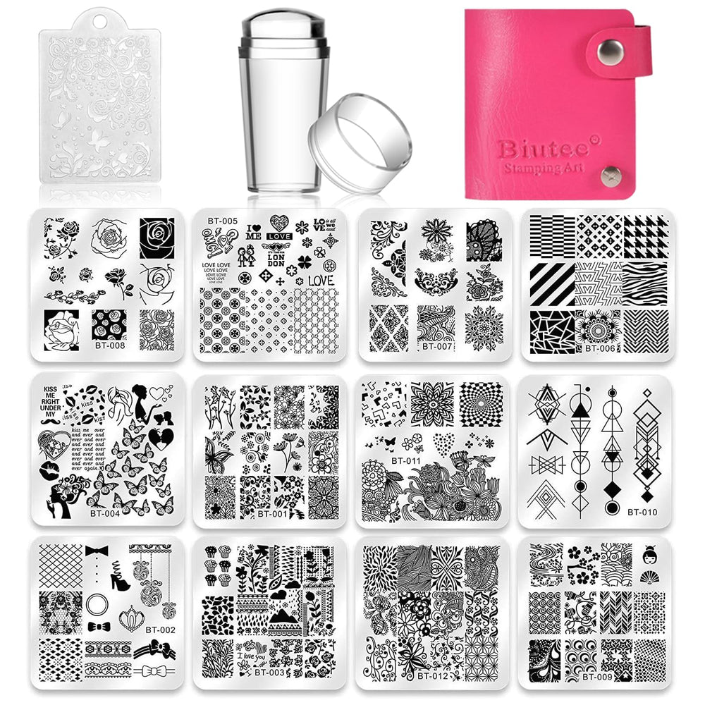 Biutee nail stamping plates set variety patterns for quick DIY nail art