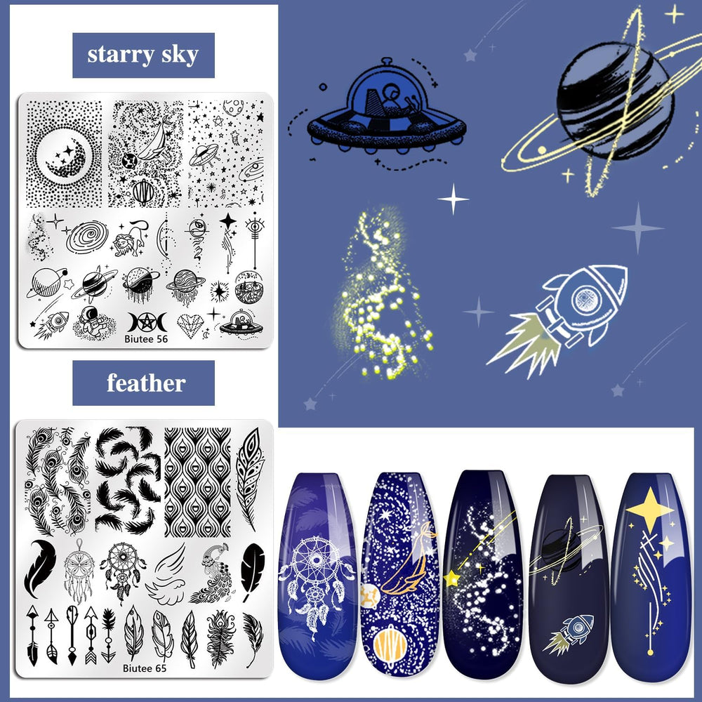 Biutee transparent nail stamper enables precise transfer and pattern alignment.