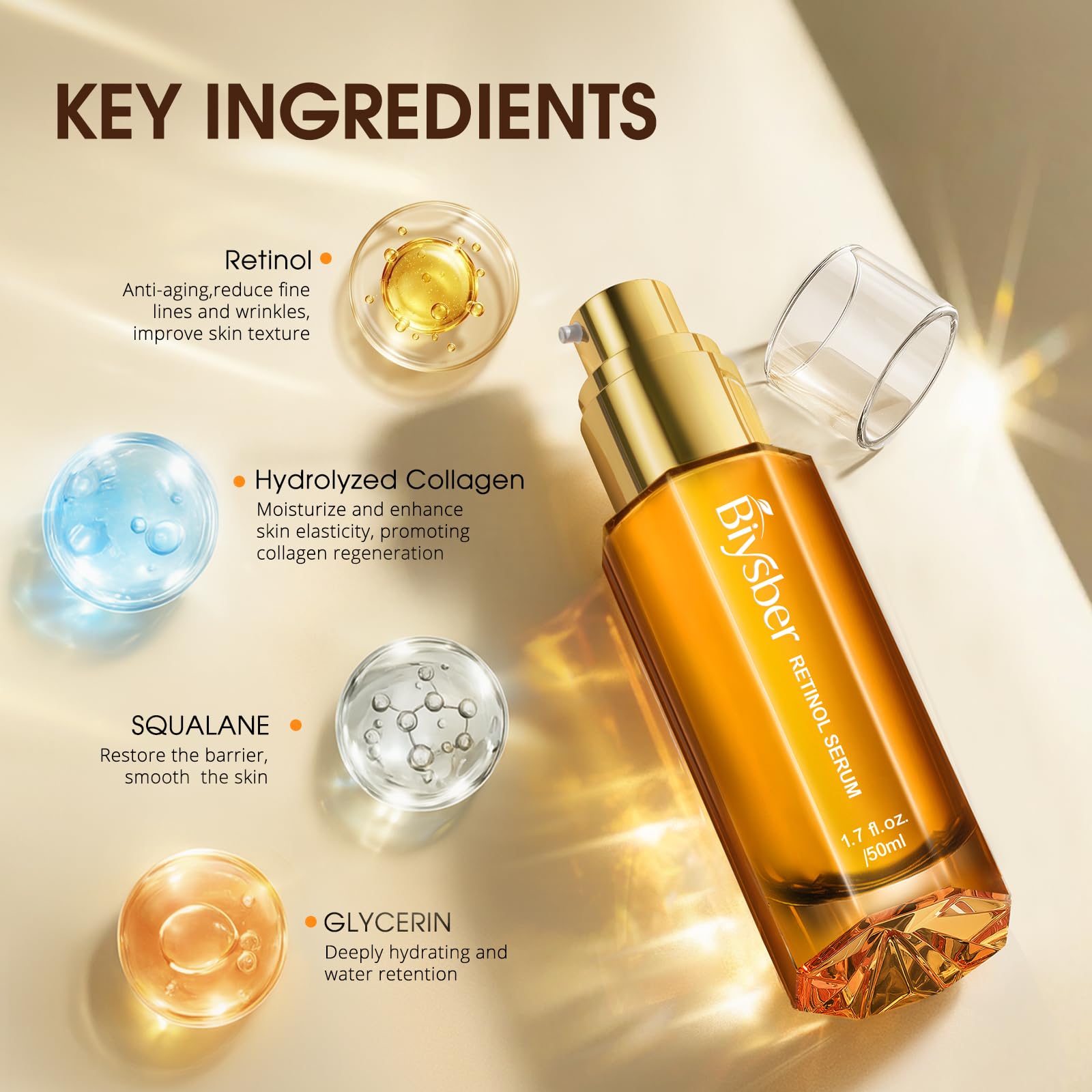 BIYSBER moisturizing action with skin glow and dewy finish after use.