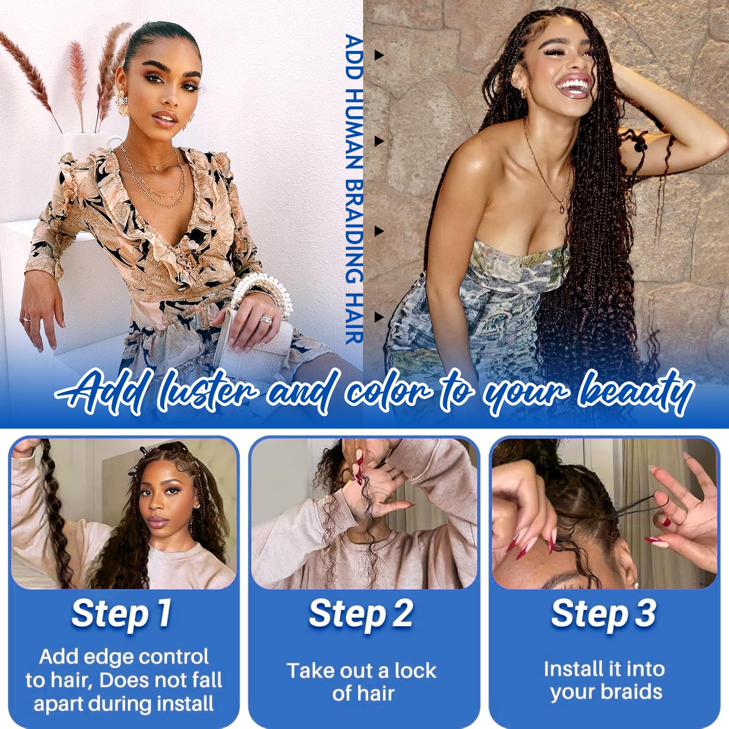 BIZVUS knotless boho braids style shown with easy installation