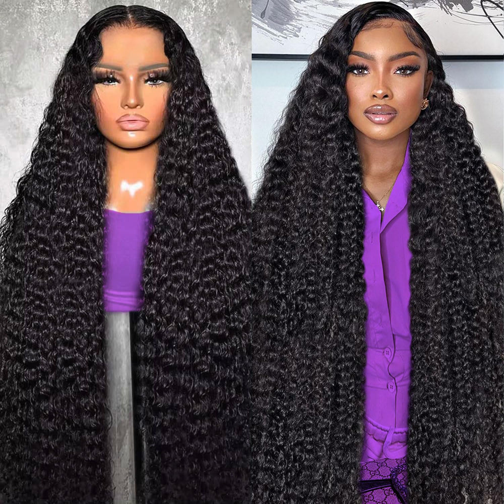 BJVT 13x6 Deep Wave Lace Front Wig front view shows natural hairline and full volume.