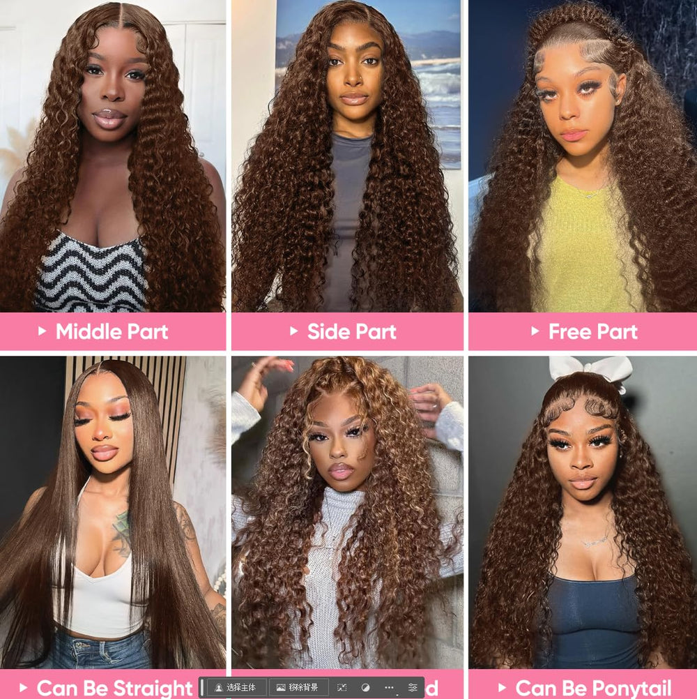BJVT chocolate brown deep wave wig ready for dye or restyle