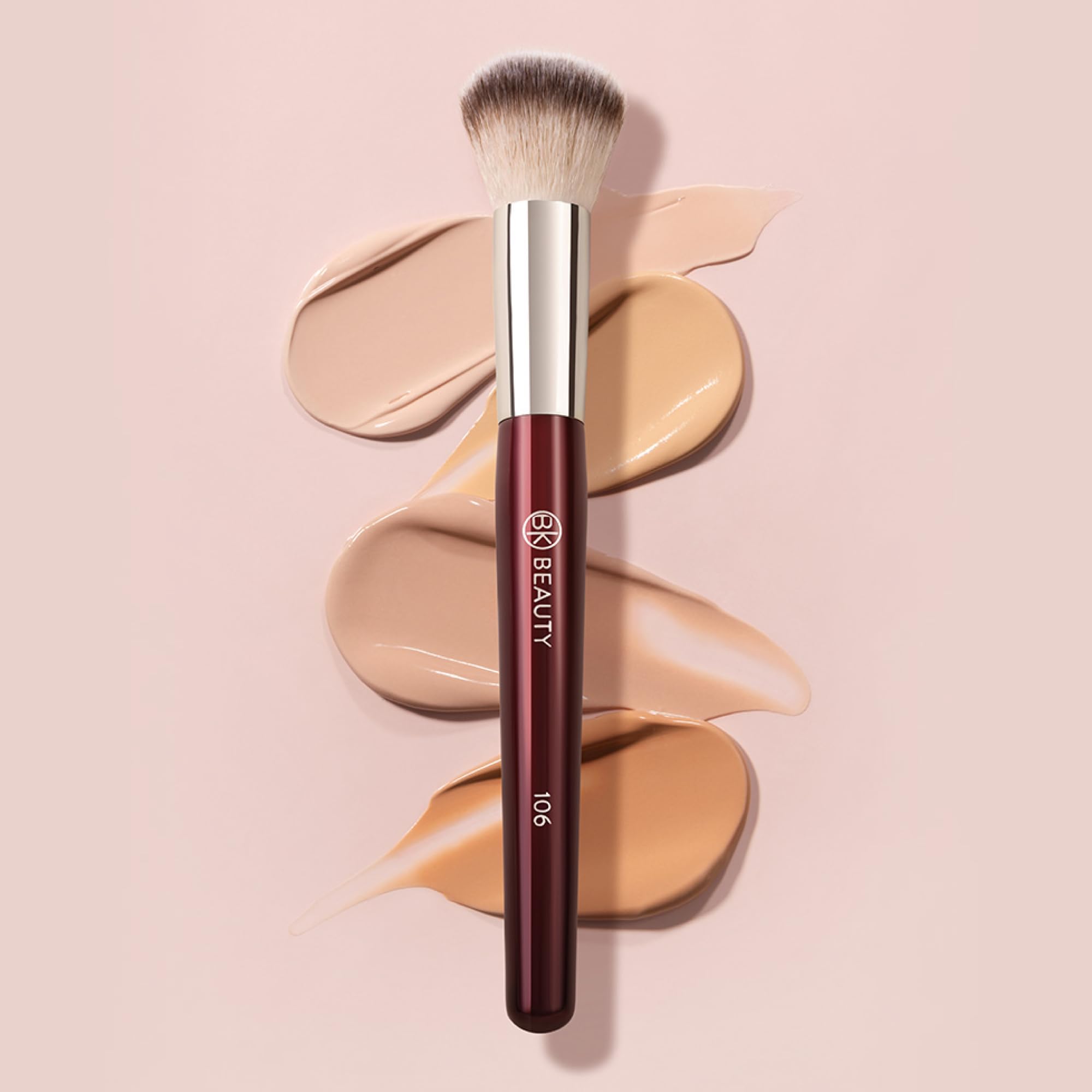 BK Beauty 106 Round Foundation Brush cleaning-ready shot suggests easy maintenance.