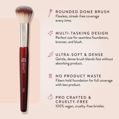 BK Beauty 106 Round Foundation Brush liquid foundation application in action provides seamless coverage.