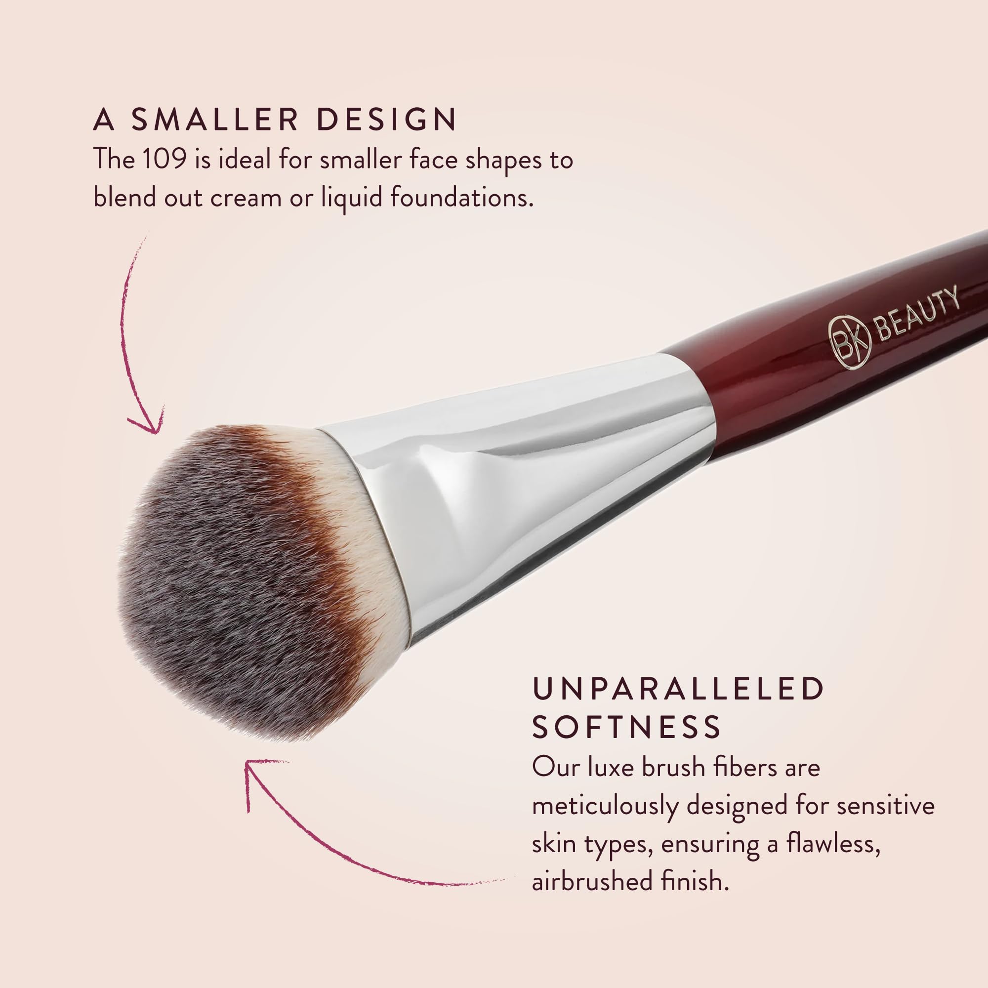 BK Beauty 109 mini contoured brush blush-application for precise, flattering color placement