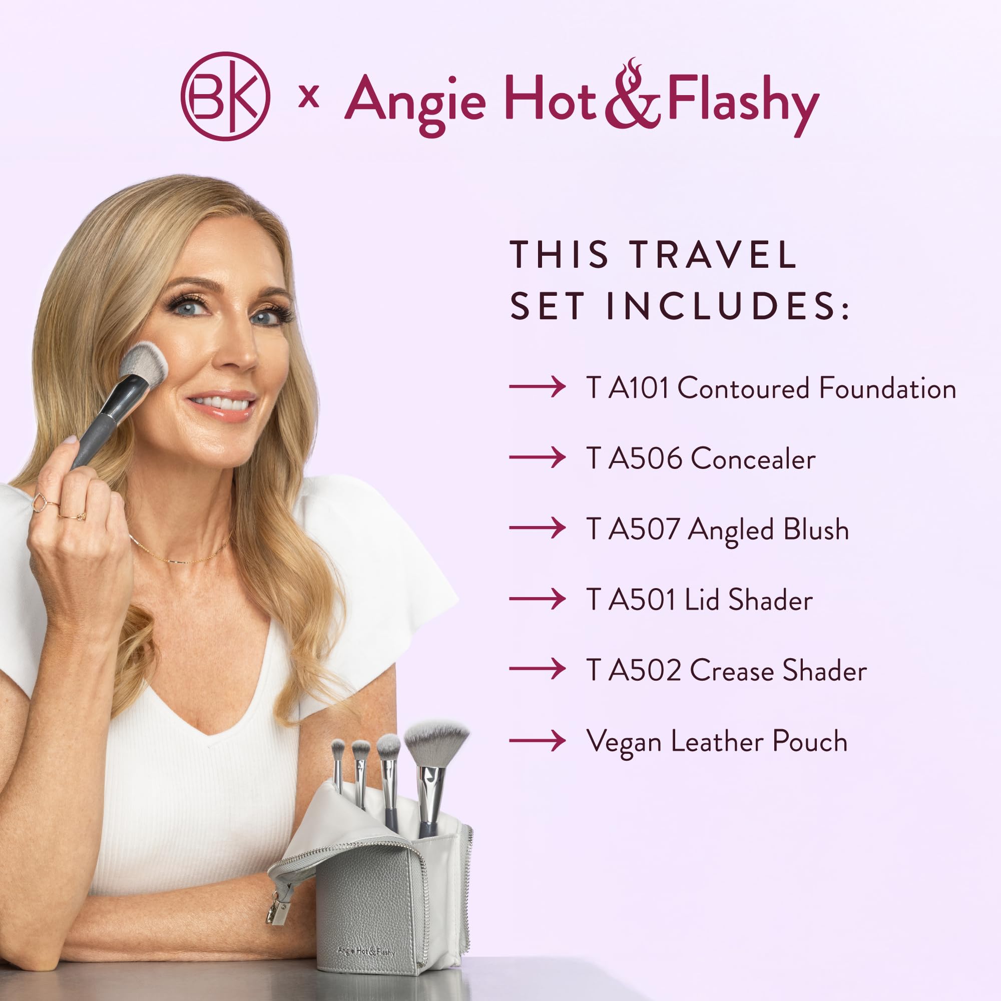 BK Beauty A507 angled blush brush provides natural-looking color.