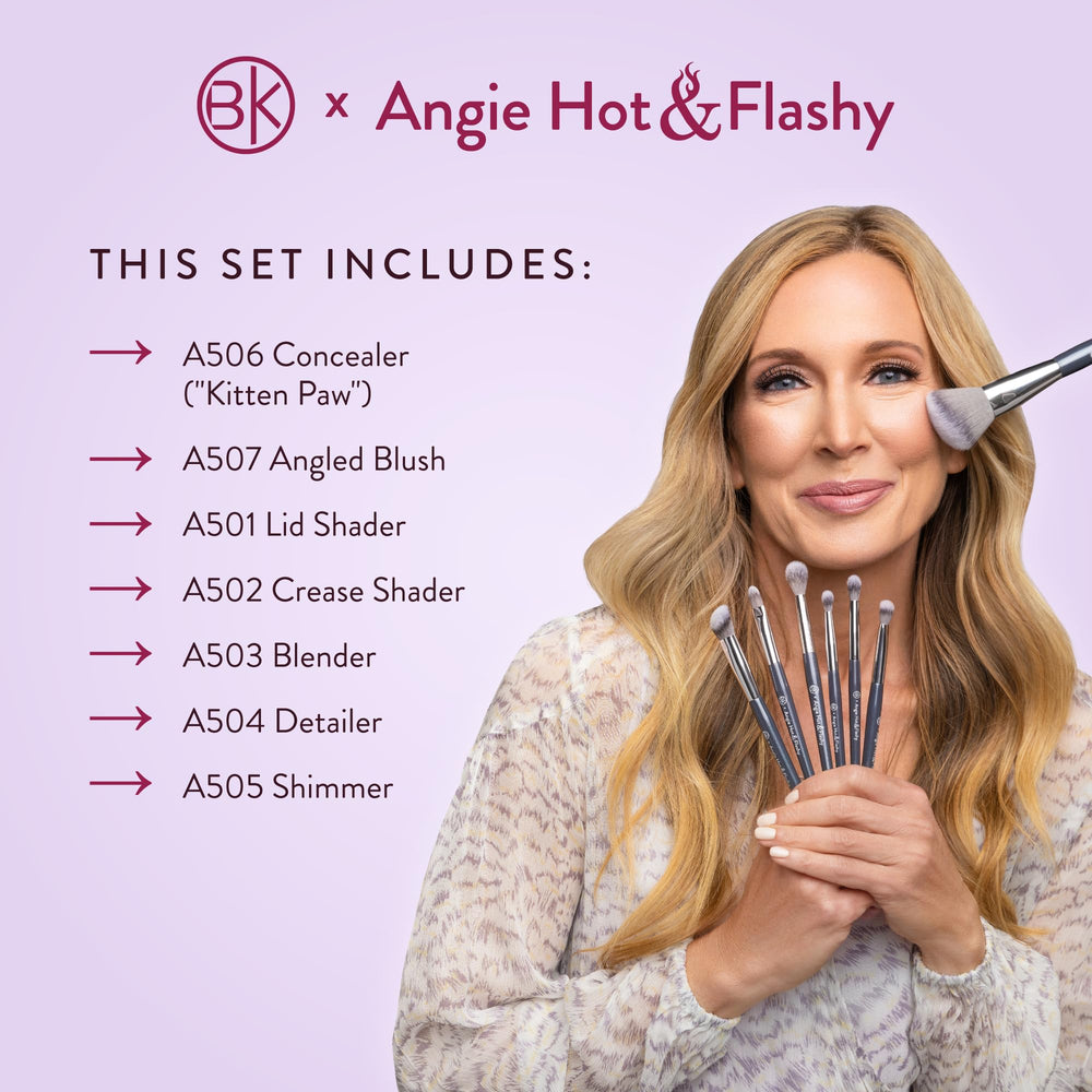 BK Beauty Angie Hot & Flashy 7PC A503 blender creates seamless eyeshadow blends.