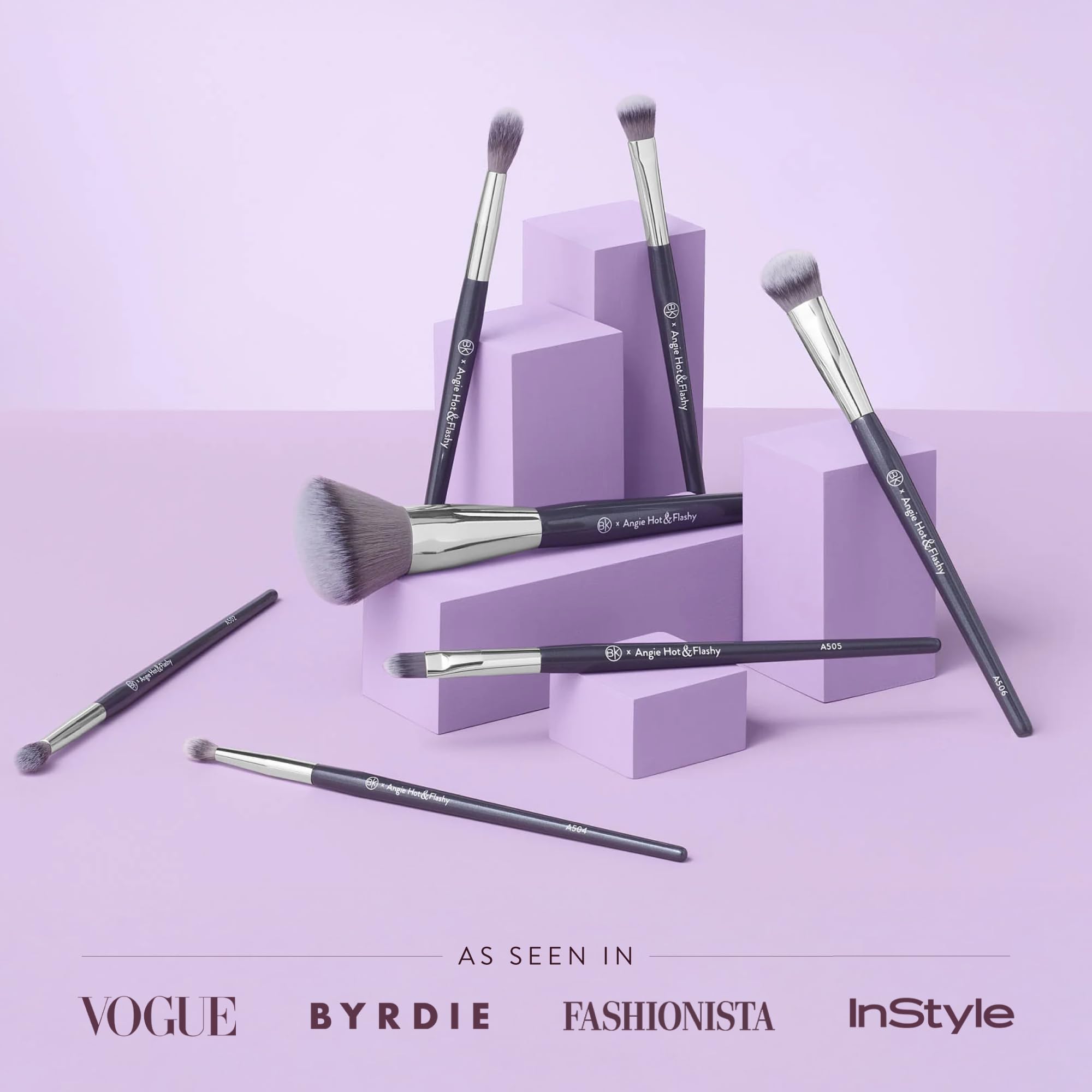 BK Beauty Angie Hot & Flashy 7PC eye brushes blend shadows for natural depth.