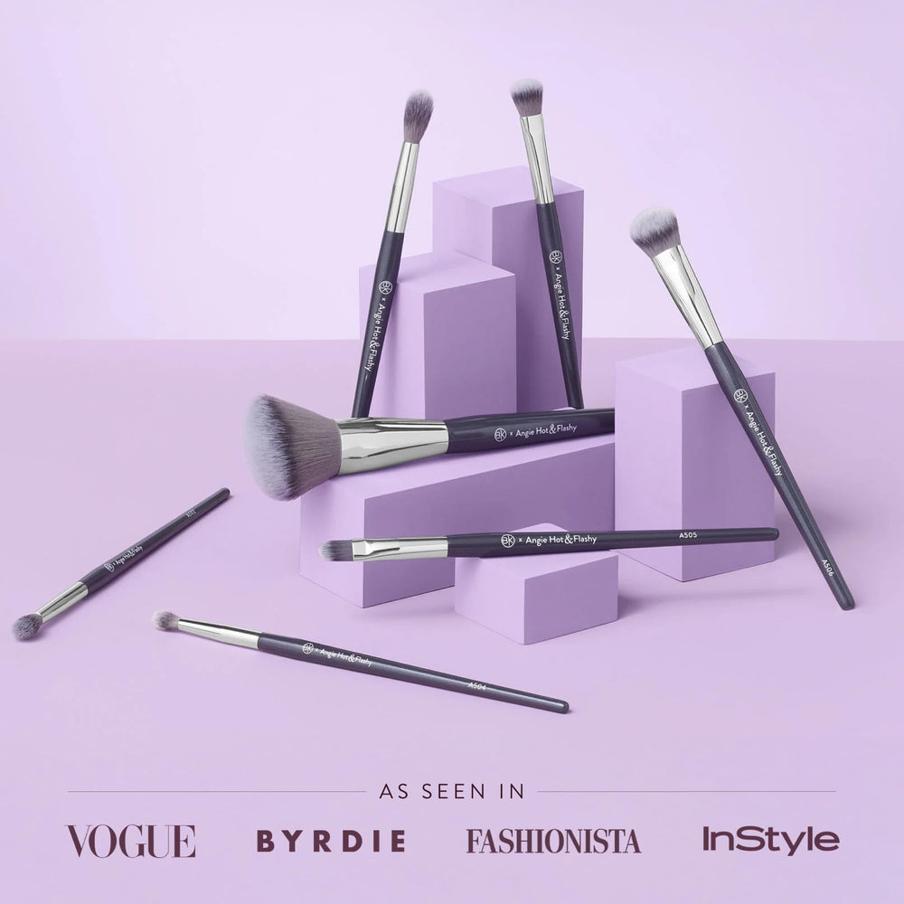 BK Beauty Angie Hot & Flashy 7PC eye brushes blend shadows for natural depth.