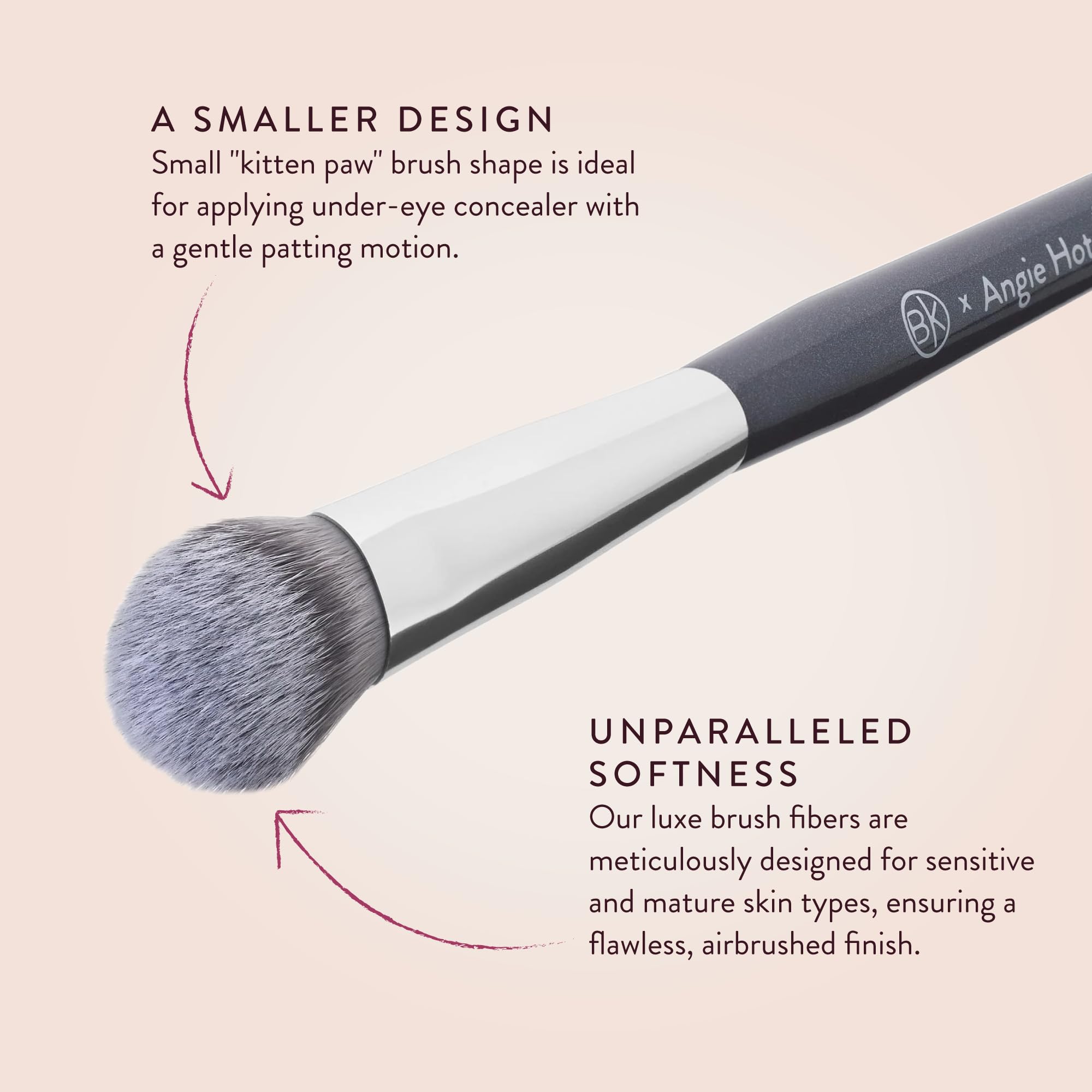 BK Beauty A506 close-up shows mature-skin friendly design and vegan bristles.