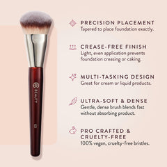 BK Beauty Contoured Foundation Brush applies liquid foundation evenly for flawless coverage
