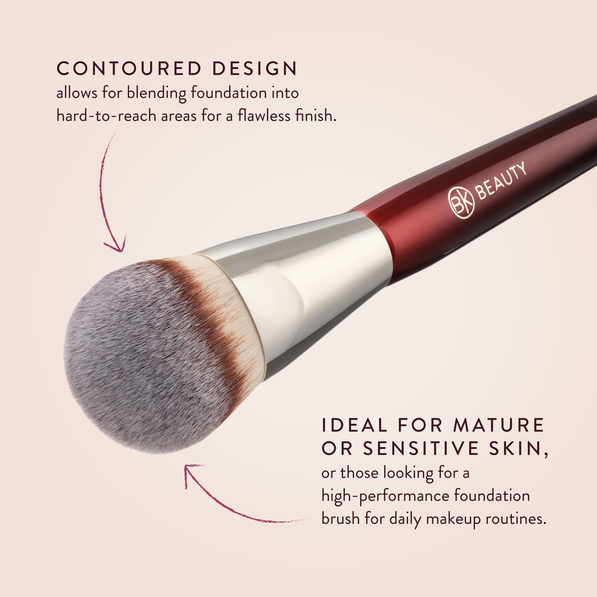 BK Beauty Contoured Foundation Brush designed for mature skin with gentle blending