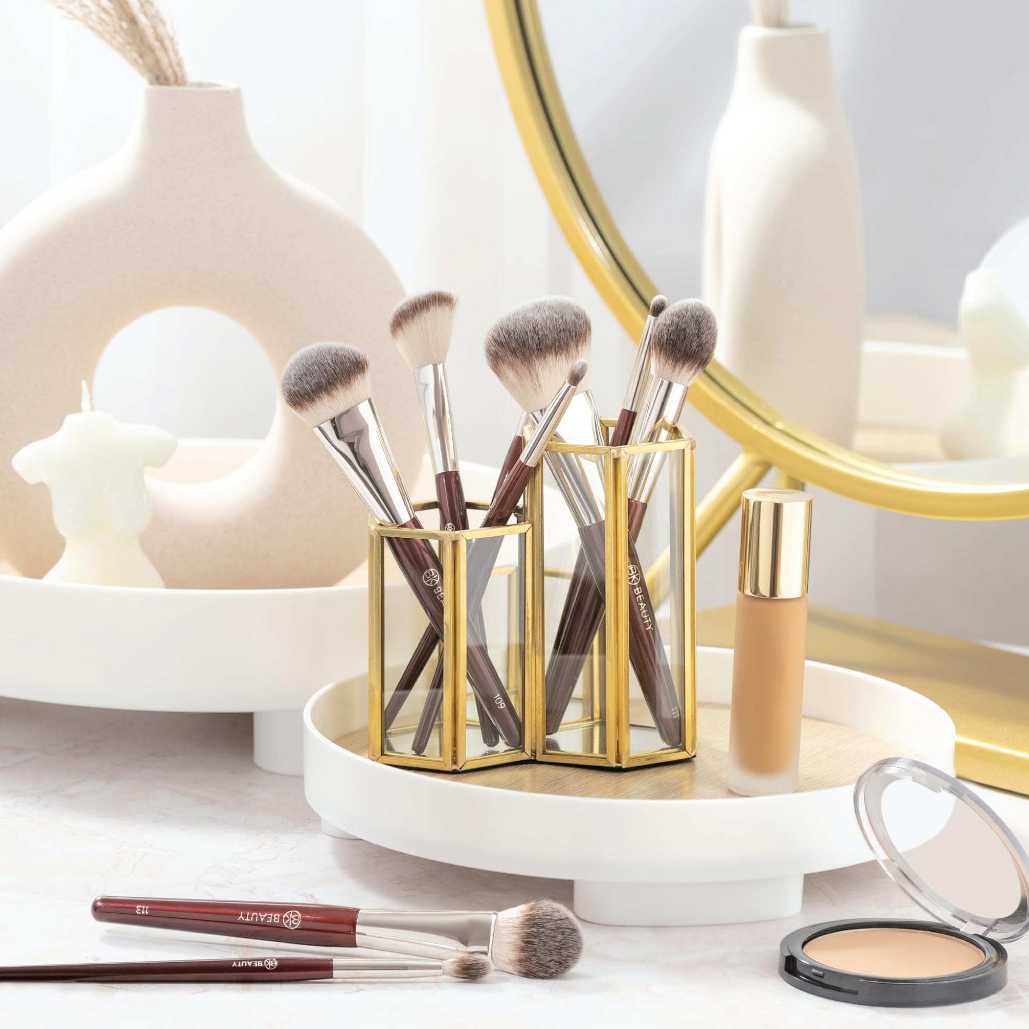 BK Beauty 113 small flat powder brush for even powder setting and diffusion