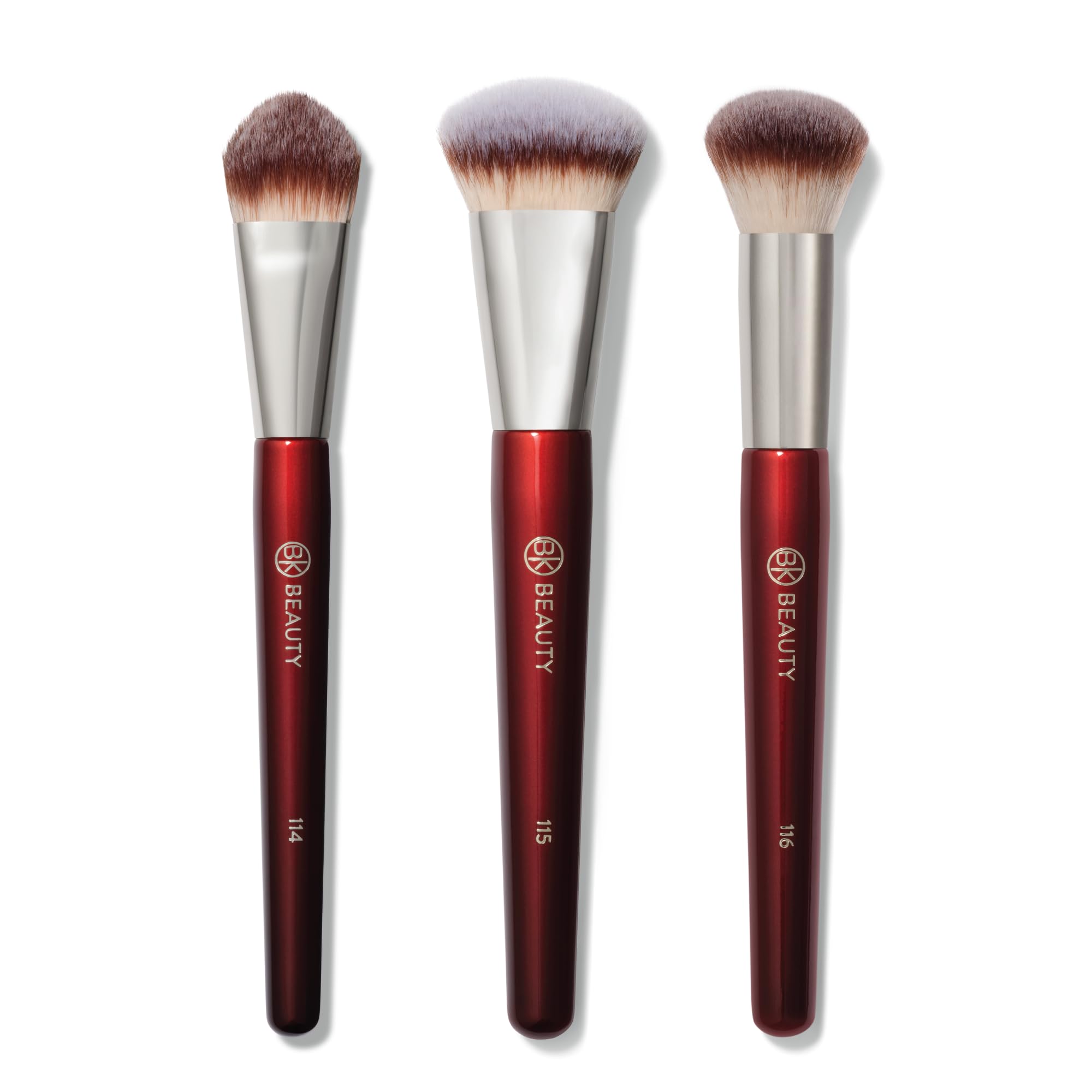 BK Beauty Core Complexion Trio 115 medium-contoured foundation brush for seamless, streak-free coverage.