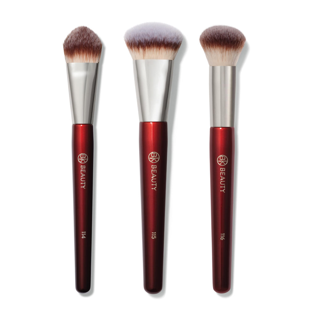 BK Beauty Core Complexion Trio 115 medium-contoured foundation brush for seamless, streak-free coverage.
