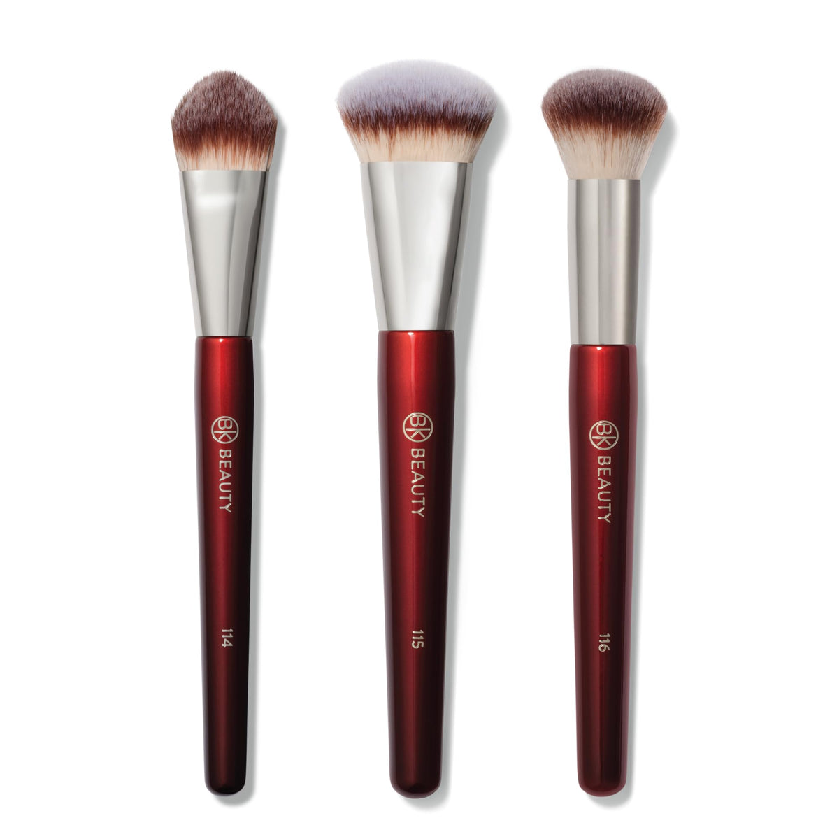 BK Beauty Core Complexion Trio 115 medium-contoured foundation brush for seamless, streak-free coverage.