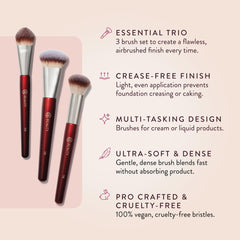 BK Beauty Core Complexion Trio 116 small-round foundation brush for precise cream contour and blush blending.