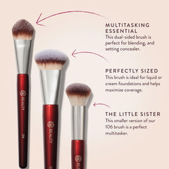 BK Beauty Core Complexion Trio vegan bristles closeup for gentle makeup application.