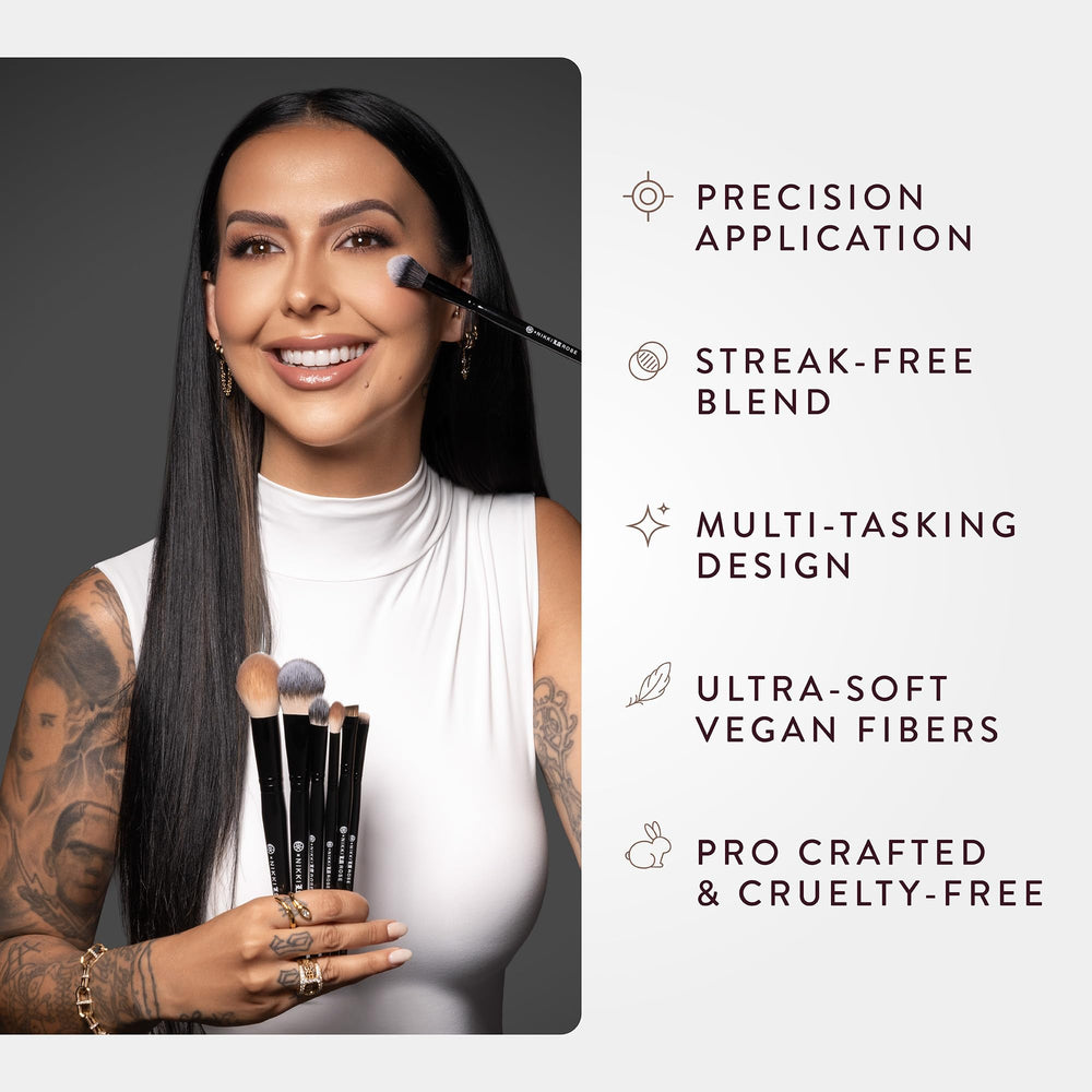 BK BEAUTY Nikki La Rose N14 brush profile illustrating tapered precision