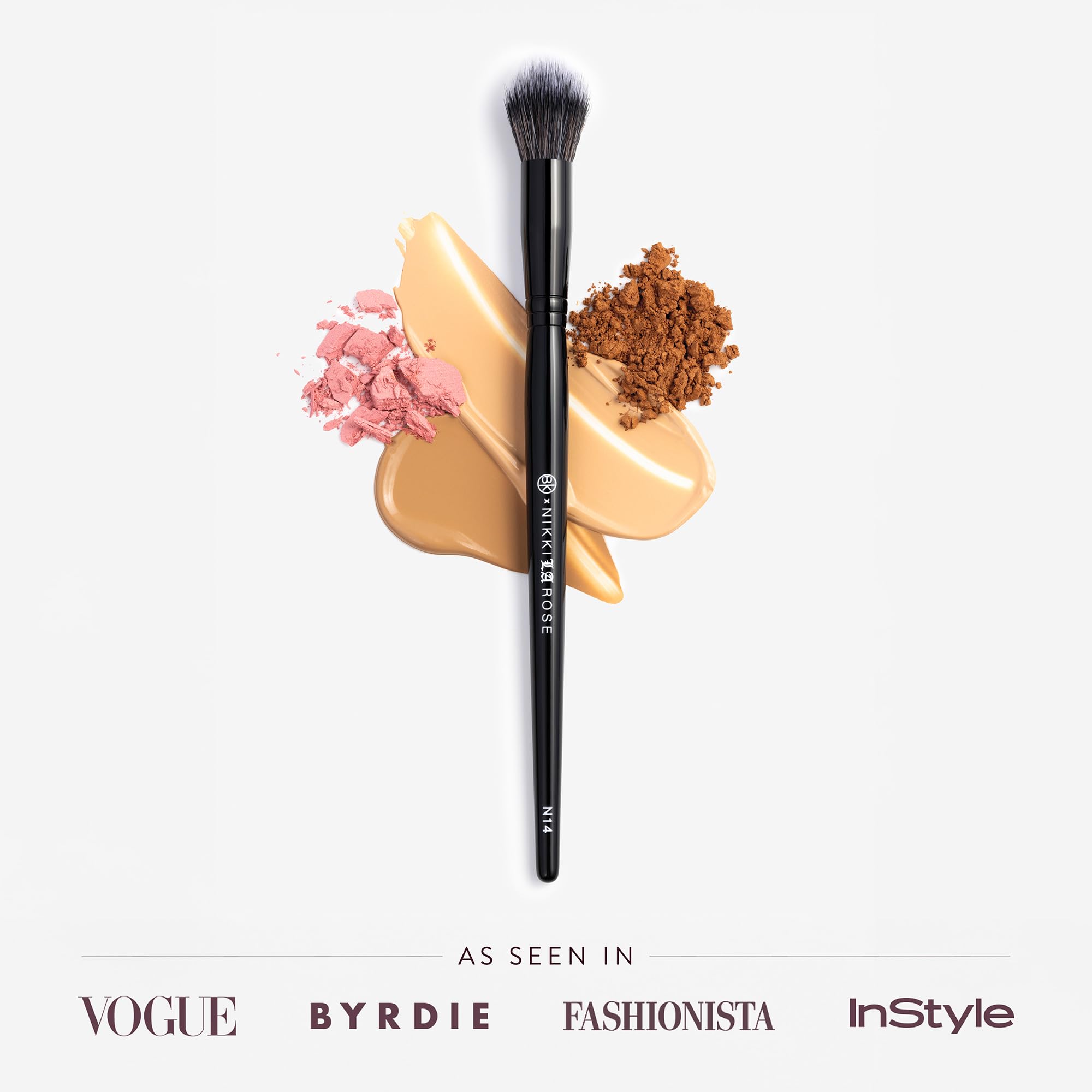 BK BEAUTY Nikki La Rose N14 under-eye application showing smooth, streak-free coverage