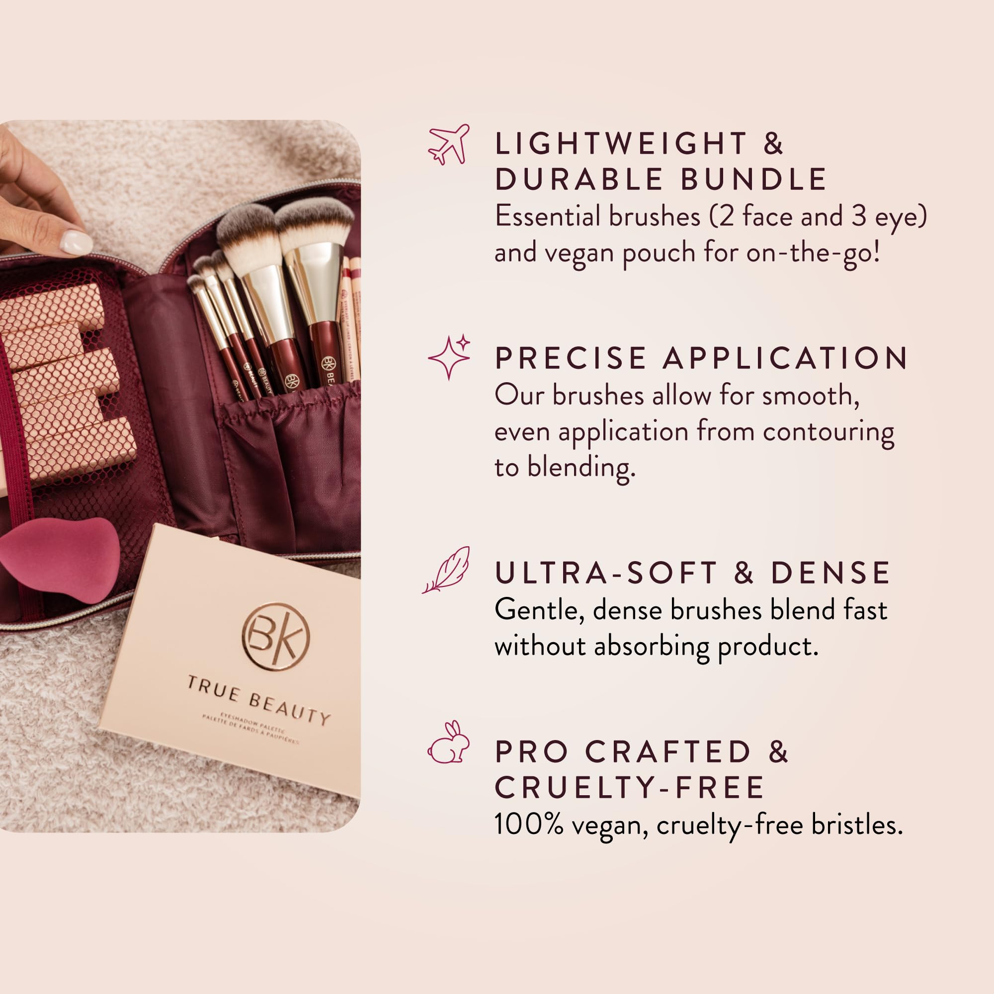 Close-up of BK BEAUTY vegan fibres, soft and gentle for sensitive skin makeup.