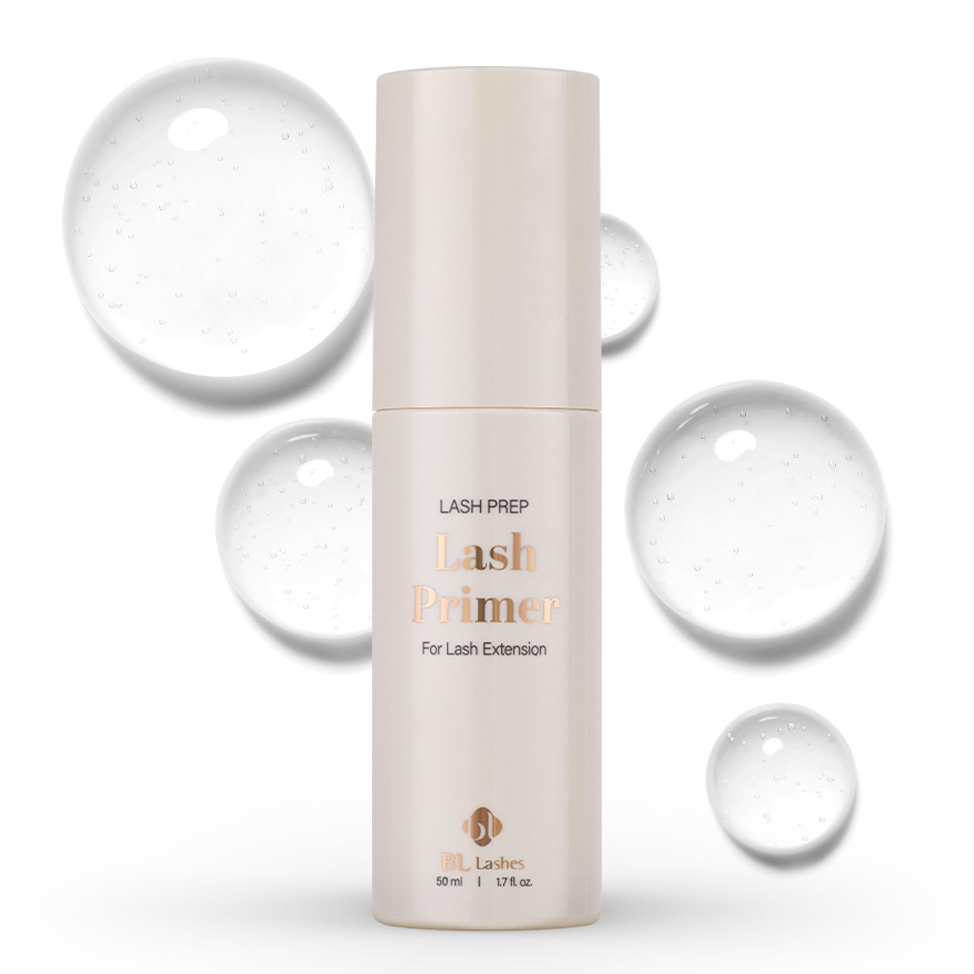 BL Lashes Primer bottle closeup for oil-free lash prep and stronger bonding