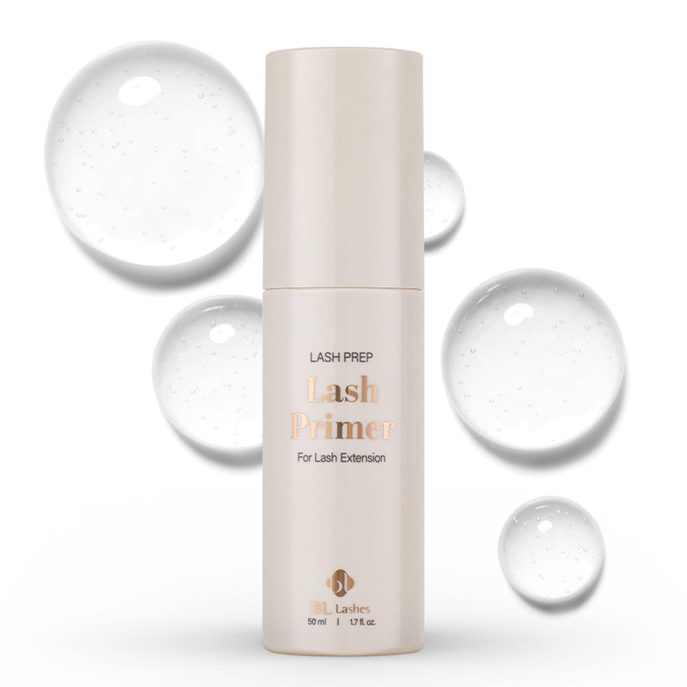 BL Lashes Primer bottle closeup for oil-free lash prep and stronger bonding