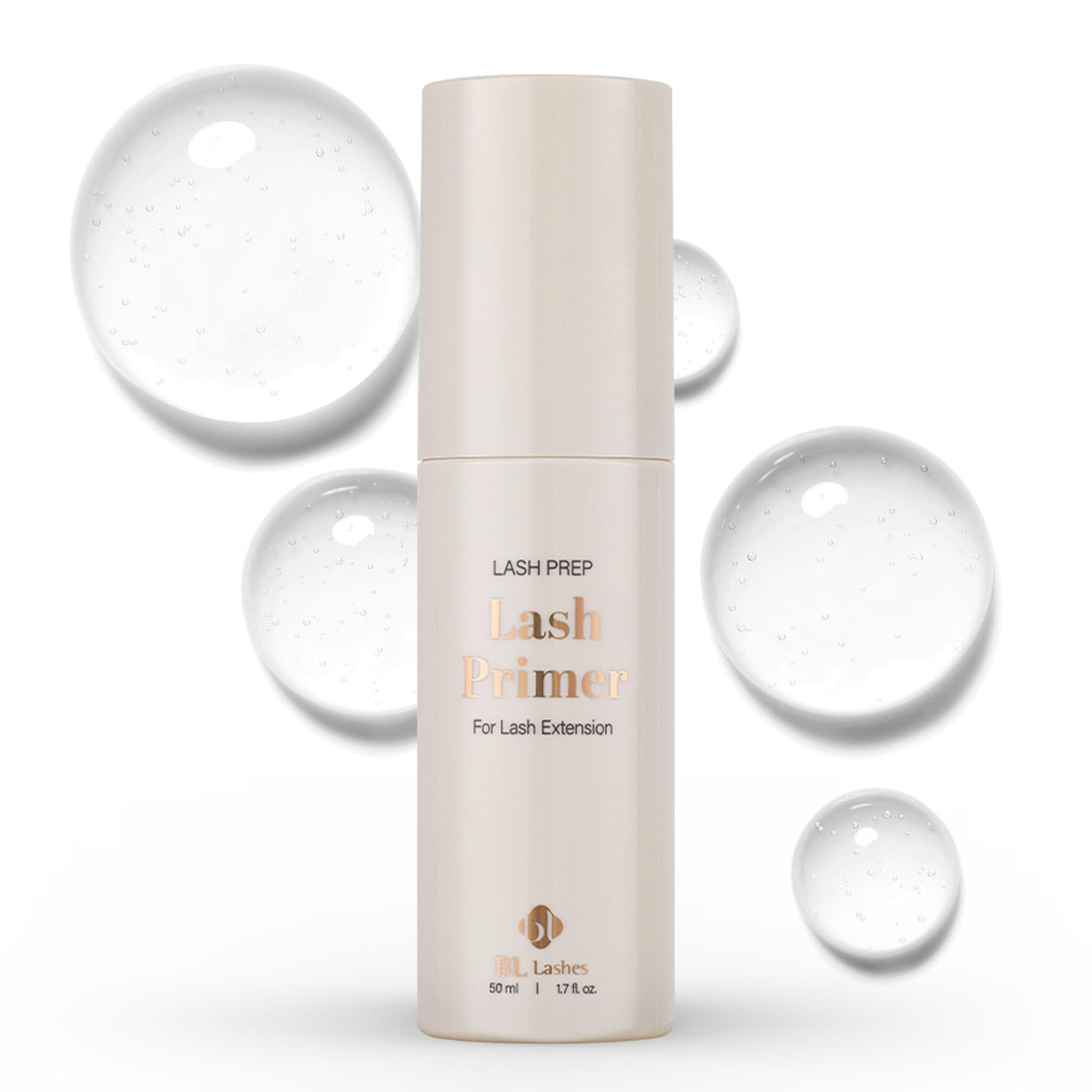 BL Lashes Primer bottle closeup for oil-free lash prep and stronger bonding