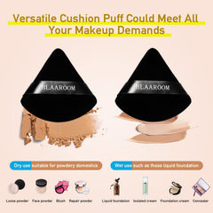BLAAROOM rounded-edge puff facilitates smooth cheeks and forehead blending.
