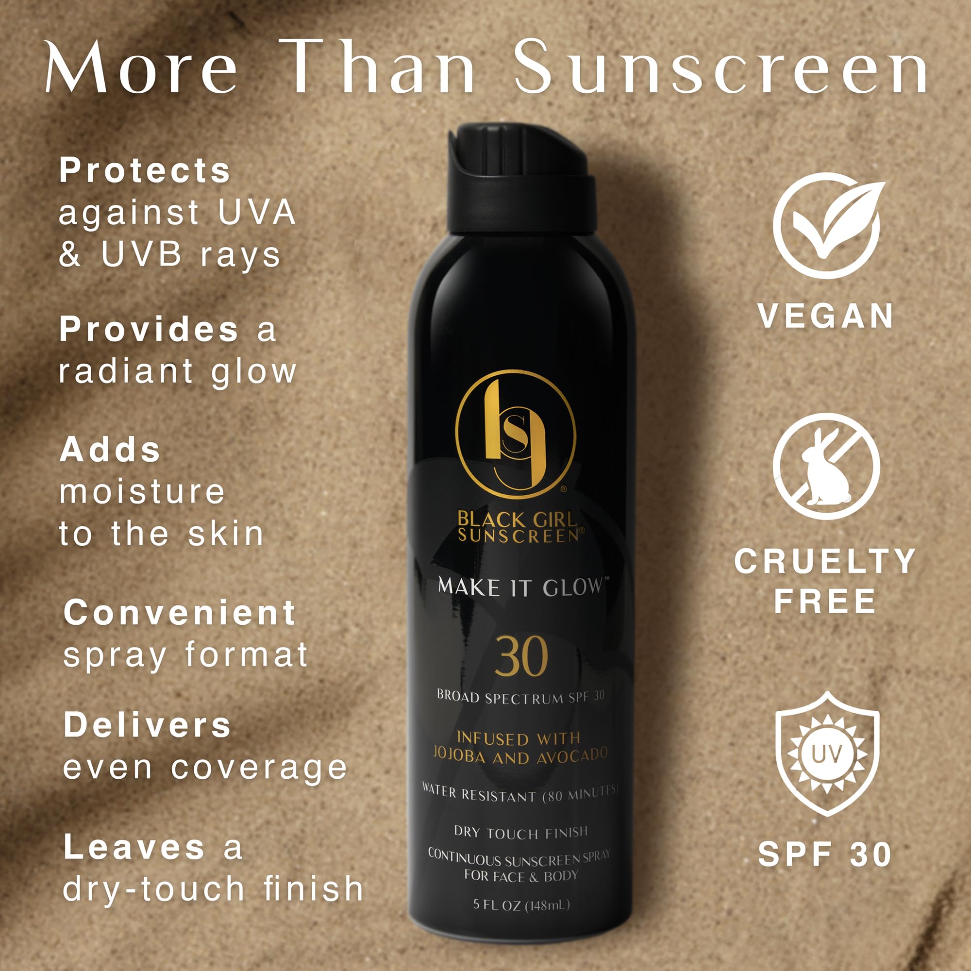 Black Girl Sunscreen Make It Glow applied on face for lightweight, no white cast