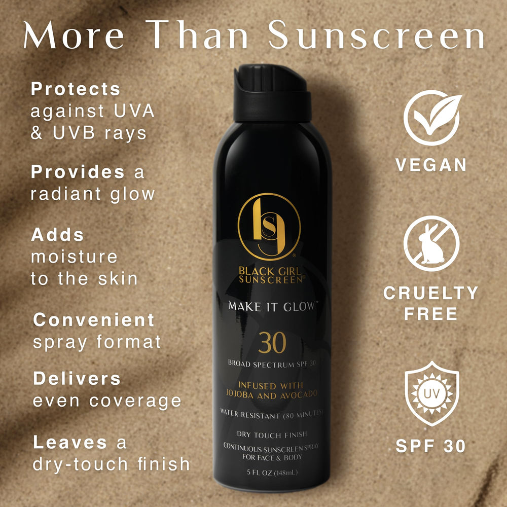 Black Girl Sunscreen Make It Glow applied on face for lightweight, no white cast