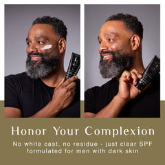 Black Girl Sunscreen men's SPF 30 application swirl shows smooth, residue-free spread