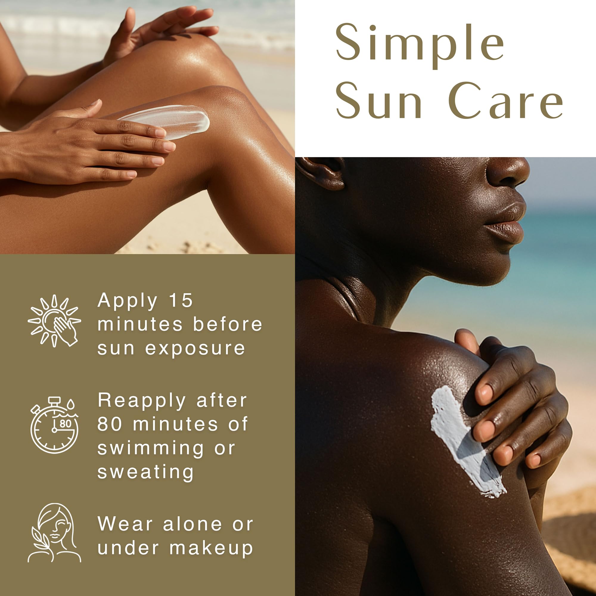 Black Girl Sunscreen highlighting jojoba, cacao, and avocado as natural moisturizing ingredients.