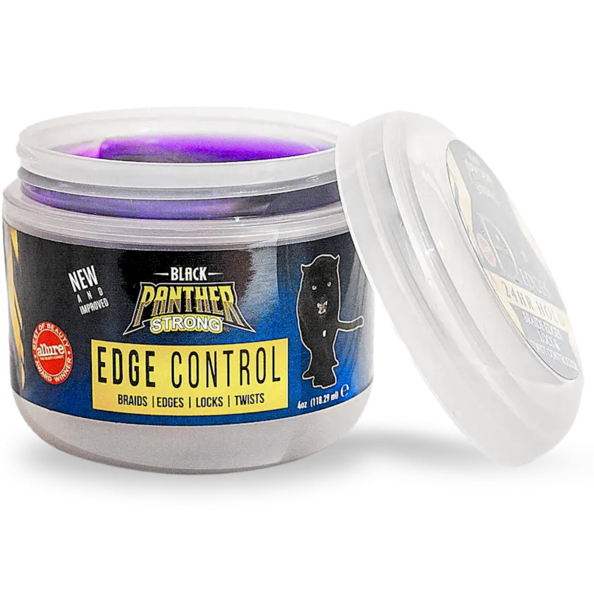 Black Panther Strong Diamond Edges edge-control jar shows strong hold and purity