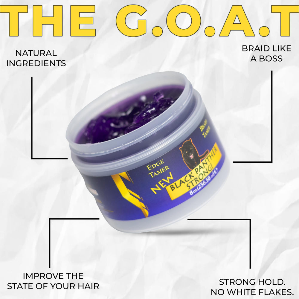 California-made Black Panther Strong edge-control packaging and craftsmanship